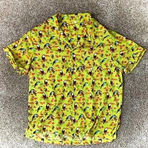 Green Parrot Tropical Shirt, Men’s XL, light weight